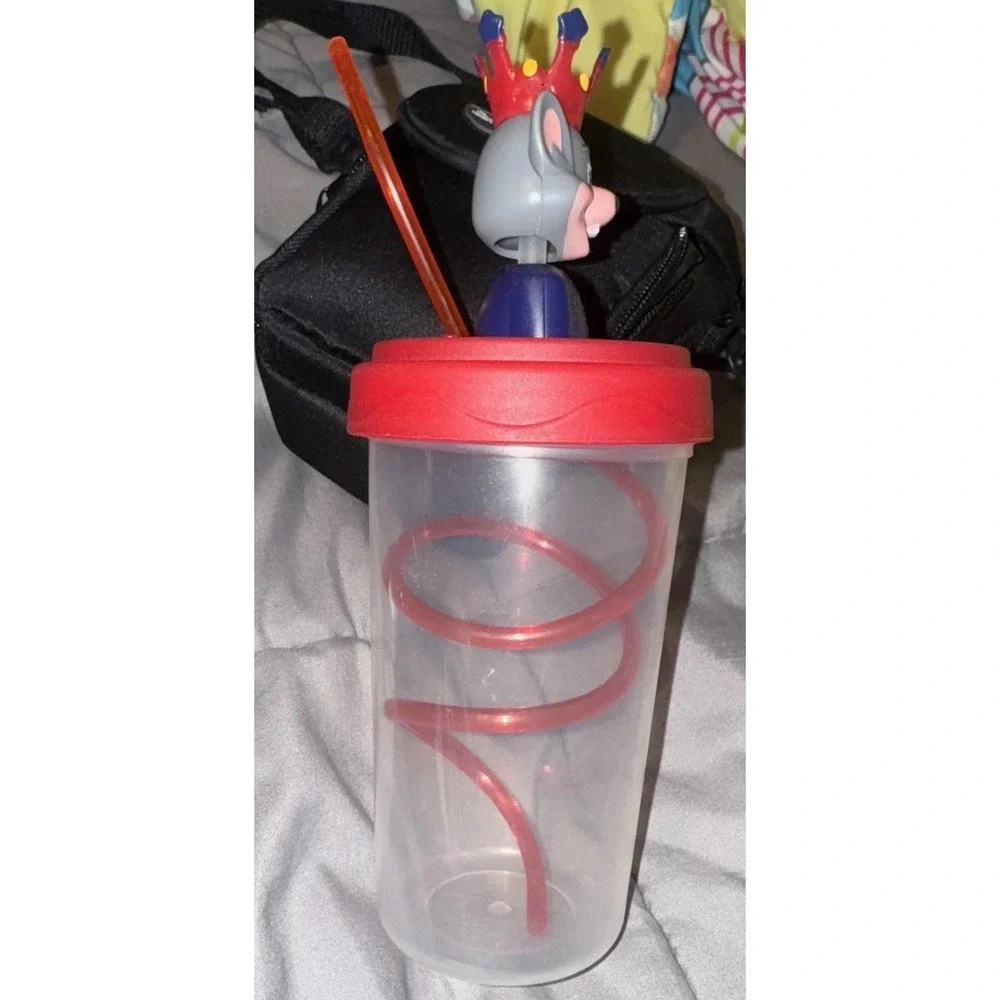 2011 CHUCK‎ E CHEESE Pizza Bobble Head/Twirl Plastic Straw Sippy Cup Kids